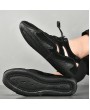 Men Casual Leather Shoes Round Toe Flat Heel Breathable Footwear Outdoor Driving Peas Shoes