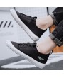 Men Casual Shoes Solid Color Round Toe Shoes with Letter Embroidery