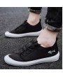 Men Casual Shoes Solid Color Round Toe Shoes with Letter Embroidery