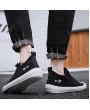 Men Casual Shoes Solid Color Round Toe Shoes with Letter Embroidery