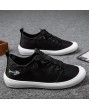 Men Casual Shoes Solid Color Round Toe Shoes with Letter Embroidery