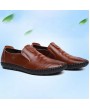 Men PU Leather Casual Footwear Soft Beanie Shoes British Style Lazy Flat Shoes