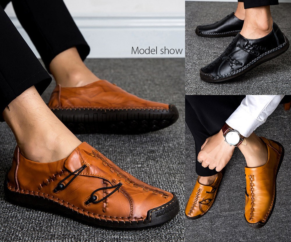 Men's Casual Leather Shoes model show